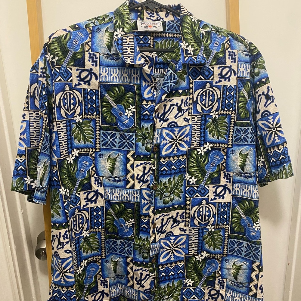 PACIFIC LEGENDS MEN'S SZ XL 100% COTTON HAWAIIAN SHIRT - MADE IN HAWAII - MINT